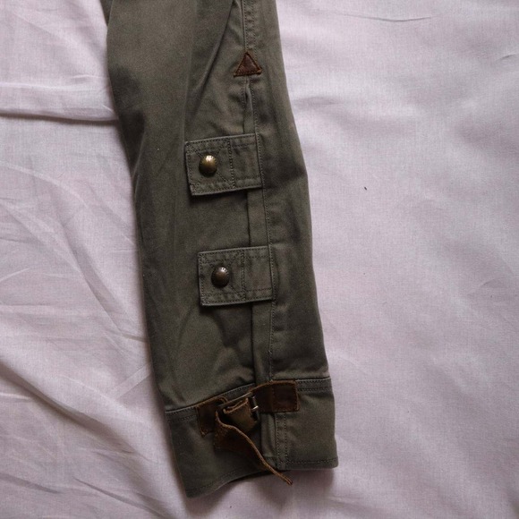 Ralph Lauren Women's Olive Green Cargo Pants Leather Trim Zipper Pockets Size 2 - Picture 10 of 14